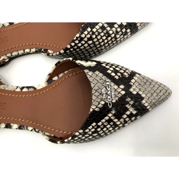 Coach Women's Snakeskin D'Orsay Pointed Toe Flats Size 6 NEW - Picture 7 of 11